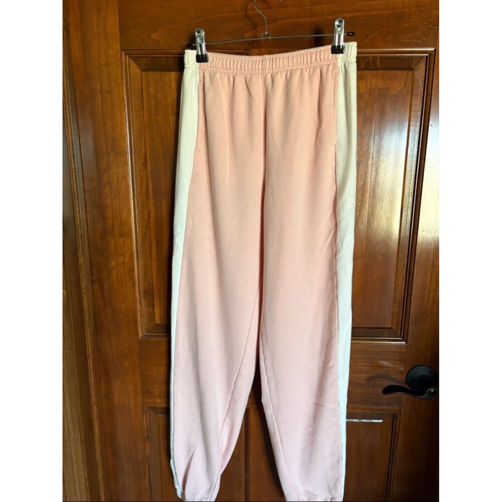 Pink and White Joggers with Side Panels- Women's XS
